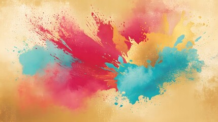 Obraz premium Abstract Gold Teal Red Paint Splatter Background