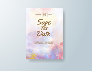 Wedding invitation with abstract splash watercolor
