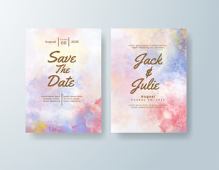 Wedding invitation with abstract splash watercolor