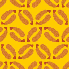 Fried shrimp pattern seamless. Shrimp in batter background. food texture