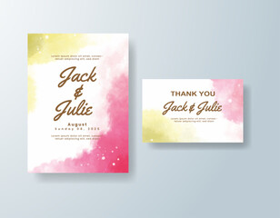 Wedding invitation with abstract splash watercolor