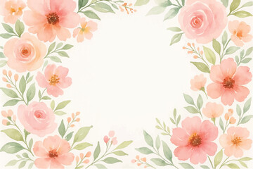 Vintage floral background with romantic pink roses, elegant frame, and decorative hearts for a wedding or Valentine's Day card design