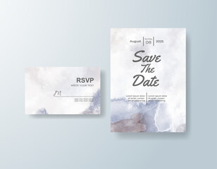 Wedding invitation with abstract splash watercolor