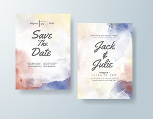 Wedding invitation with abstract splash watercolor