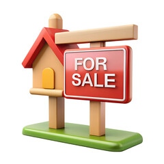3 D Render Red For Sale Real Estate Sign Wooden House Icon image