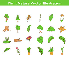 Plant Nature Icons Vector Illustration