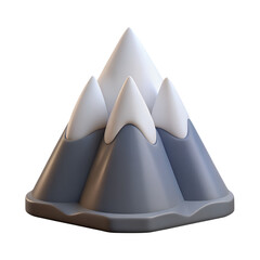 Gray and White 3 D Mountain Icon Snowcapped Peaks Stylized Render image