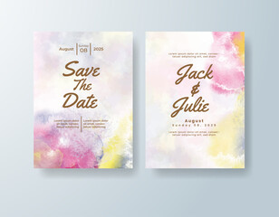 Wedding invitation with abstract splash watercolor