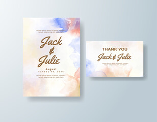 Wedding invitation with abstract splash watercolor