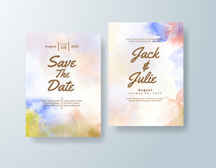 Wedding invitation with abstract splash watercolor