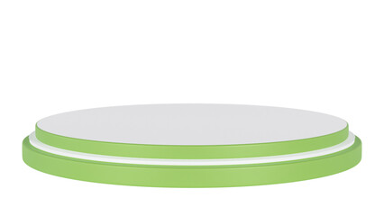 Transparent Background: Clean two-tier round podium with a white top and a fresh light green base, perfect for product showcases.

