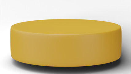 A solid, matte gold cylindrical podium or display stand, ideal for showcasing products or awards, rendered with subtle shadows and a transparent background for easy integration.

