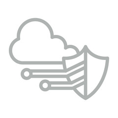 Cybersecurity Shield Vector Line Grey Icon Design