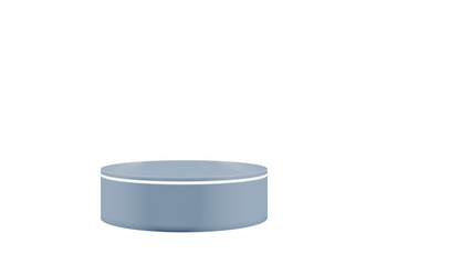 A subtle slate blue cylindrical display podium with a transparent background, featuring a thin white accent line, perfect for clean, modern, and understated product presentations.

