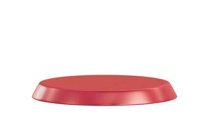 A stylish dark pink, low-profile, circular display podium with a transparent background, featuring a subtle beveled edge, perfect for modern and sleek product presentations.

