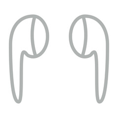 Wireless Earbuds Vector Line Grey Icon Design