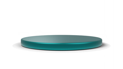 A shimmering teal circular display base with a transparent background, featuring a subtle gradient and shadow, ideal for elegant product presentations and sophisticated visual compositions.

