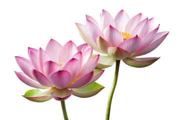 two Lotus flowers with a white background.