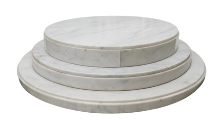 Luxurious White Marble Tiered Podium with Transparent Background - Elegant Display Stand for Premium Products and Art Objects

