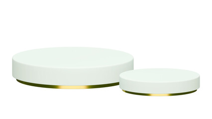 Elegant White and Gold Podiums with Transparent Background - Luxurious Product Display Stands for High-End Cosmetics and Jewelry

