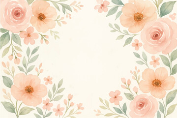 Vintage floral background with romantic pink roses, elegant frame, and decorative hearts for a wedding or Valentine's Day card design