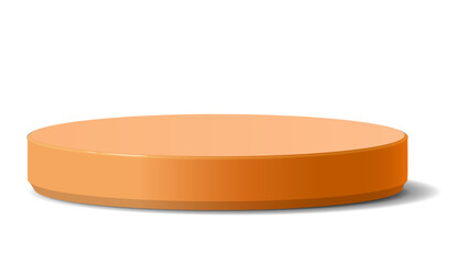 Smooth orange cylindrical display podium with a subtle shadow, perfect for modern product presentations on a transparent background.

