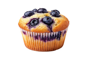 Delicious blueberry muffin isolated on a transparent background