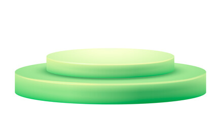Gradient green two-tiered display podium with a lighter top surface, perfect for elegant product showcases on a transparent background.

