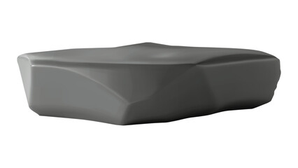 Abstract dark grey geometric display podium with sharp angles, resembling a rock, ideal for rugged product showcases on a transparent background.

