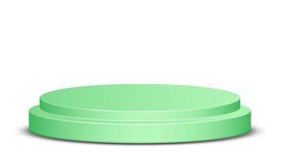 Elegant two-tiered light green cylindrical display podium with subtle shadow, perfect for product showcases or awards on a transparent background.

