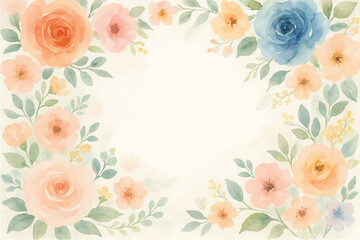 Vintage floral background with romantic pink roses, elegant frame, and decorative hearts for a wedding or Valentine's Day card design