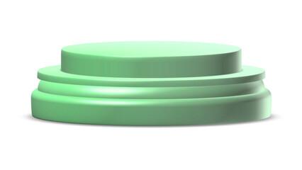 Sleek two-tiered light green display podium with elegant curved edges, perfect for showcasing products or awards on a transparent background.

