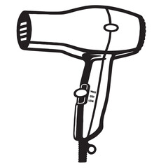 Hair dryer silhouette on white background