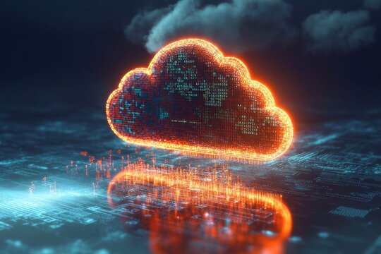 Futuristic Data Stream Connections Secure Cloud Technology Network for Modern Solutions