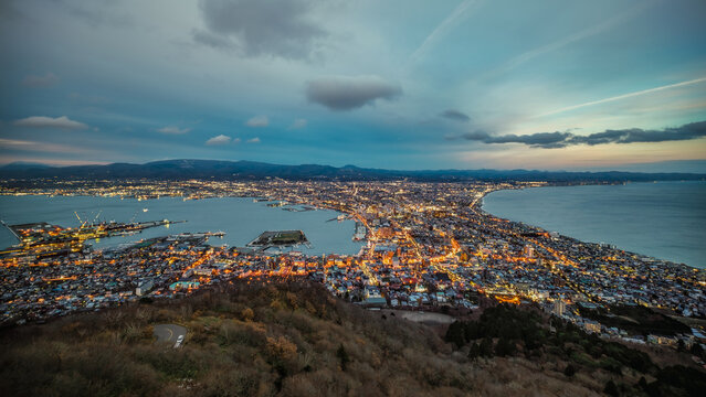 Hakodate city view from mount Hakodate viewpoint