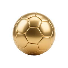 A gleaming golden soccer ball against a transparent background.
