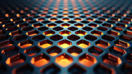 Obraz premium Abstract pattern of glowing hexagonal grids.