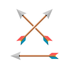 Cross bow arrow archer icon flat vector design
