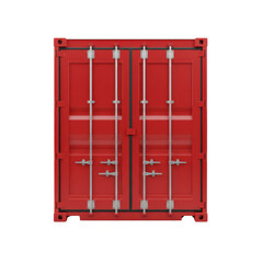 Red cargo container isolated on transparent background