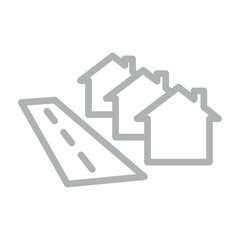 Suburban Houses Vector Line Grey Icon Design