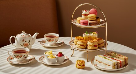 Indulge in an Elegant Afternoon Tea: Delicate Treats and Warm Beverages Await