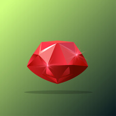 red ruby ​​flat design item for casino slots slot machines on gradient background