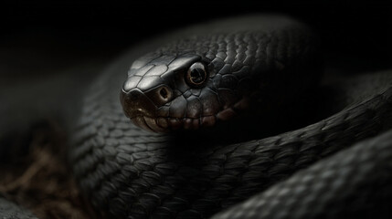 Fototapeta premium Black snake close up.