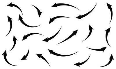 Black arrows set. Curved arrows. Arrow sign. Vector  illustration EPS 20 .
