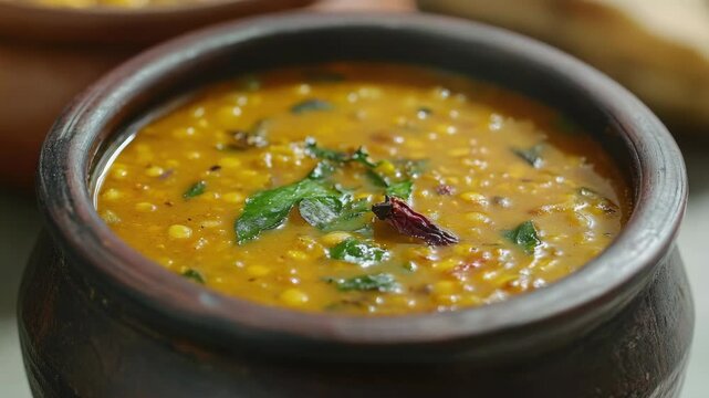 Slow-cooked Indian soup with creamy texture and authentic spices, served in a traditional ceramic bowl.