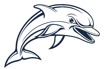 Outline of a dolphin swimming gracefully with clearly defined fins and tail features