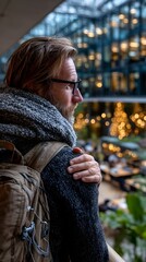 Man looking at city view