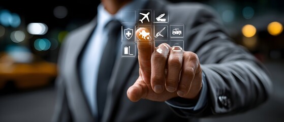 Man selects travel insurance online