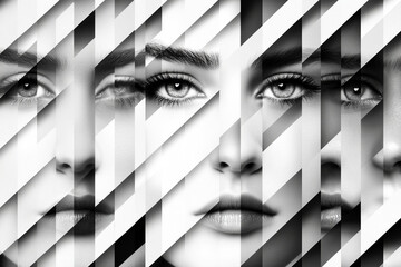 Breaking visual patterns with abstract faces in monochrome style