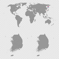 South Korea Map Set with World Location.